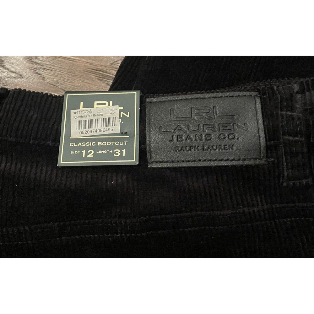 Ralph Lauren Women's Corduroy Pants Size 12 Black Bootcut Trousers Stretch - Picture 6 of 8
